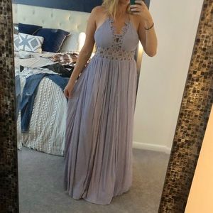 Shinestar Purple crochet Cut Out Maxi Dress. L.